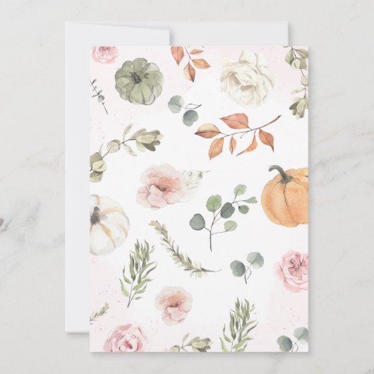 Fall Pink Pumpkin Baby Dusche Einladung (Rückseite)