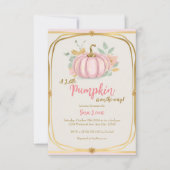 Fall Pink Pumpkin Baby Dusche Einladung (Vorderseite)