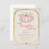 Fall Pink Pumpkin Baby Dusche Einladung (Vorne/Hinten)