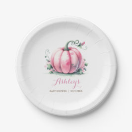 Fall Pink Pumpkin Baby Dusche Pappteller