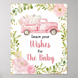 Fall Pink Pumpkin Baby Dusche Wünsche für Babysign Poster