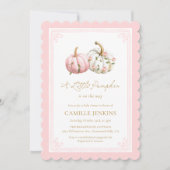 Fall Pink Pumpkin Baby Shower Invite Einladung (Vorderseite)