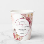 Fall Pink Pumpkin Floral Girl Dusche Pappbecher (Rückseite)