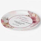 Fall Pink Pumpkin Floral Girl Dusche Pappteller (Schrägansicht)