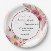 Fall Pink Pumpkin Floral Girl Dusche Pappteller (Vorderseite)