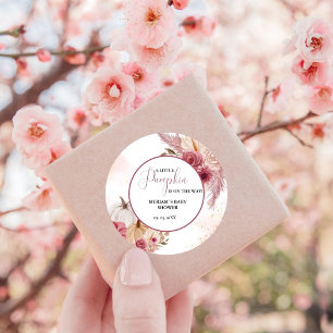 Fall Pink Pumpkin Floral Girl Dusche Runder Aufkleber