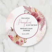 Fall Pink Pumpkin Floral Twin Girl Babydusche Geschenkanhänger (Rückseite)