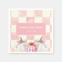 Fall Pink Pumpkin Gingham Girl Baby Dusche