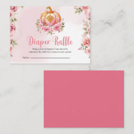 Fall Pink Pumpkin Girl Baby Diaper Raffle Card Visitenkarte