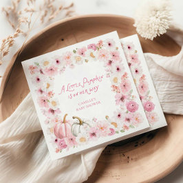 Fall Pink Pumpkin Girl Baby Shower Serviette