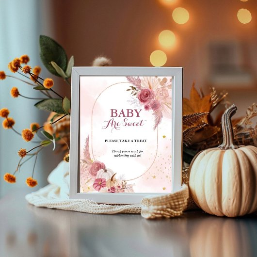 Fall Pink Pumpkin Girl Babydusche Gefälligkeitszei Poster