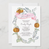 Fall Pink Pumpkin Greenerenery Baby Shower Einladung (Vorderseite)