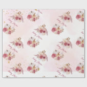 Fall pink Pumpkin Pampas Grass Girl Dusche Geschenkpapier (Flach)