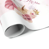 Fall pink Pumpkin Pampas Grass Girl Dusche Geschenkpapier (Rolleneckpunkt)