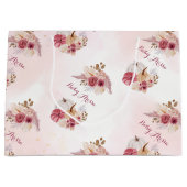 Fall pink Pumpkin Pampas Grass Girl Dusche Große Geschenktüte (Vorderseite)