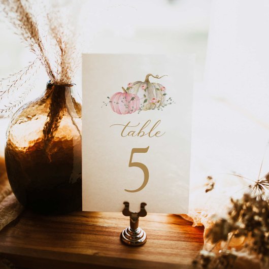 Fall Pink Pumpkin-Tischnummer Ankündigung