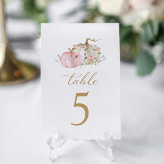 Fall Pink Pumpkin-Tischnummer Ankündigung