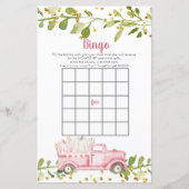 Fall Pink Pumpkin Truck Baby Dusche Bingo Spiel (Vorderseite)