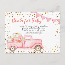 Fall Pink Pumpkin Truck Bücher für Kinderkarte Einladungspostkarte