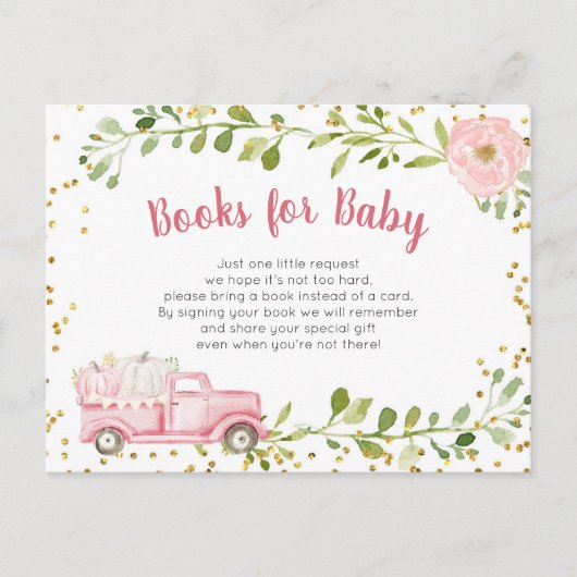 Fall Pink Pumpkin Truck Kinderbucheinlage Karte (Vorderseite)