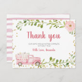 Fall Pink Pumpkin Truck Kinderdusche Danke Karte (Vorne/Hinten)