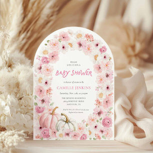 Fall Pink Pumpkin und Floral Arched Einladung