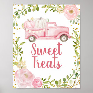 Fall Pink Pumpkin Vintag Truck Süße Leckereien Zei Poster