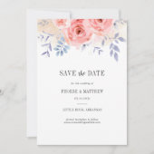 Fall Pink Roses Aquarell Lilac Foliage Save The Date (Vorderseite)