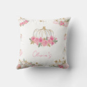 Fall Pink und Gold Pumpkin Blumendekoration Kissen (Rückseite)