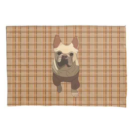 Fall Plaid French Bulldog Kissenbezug (Vorderseite)