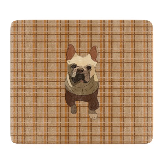 Fall Plaid French Bulldog Schneidebrett (Vorderseite)