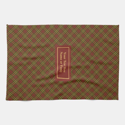 Fall Plaid Kitchen Towel Elegant Monogram Accent Geschirrtuch (Horizontal)