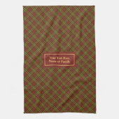 Fall Plaid Kitchen Towel Elegant Monogram Accent Geschirrtuch (Vertikal)