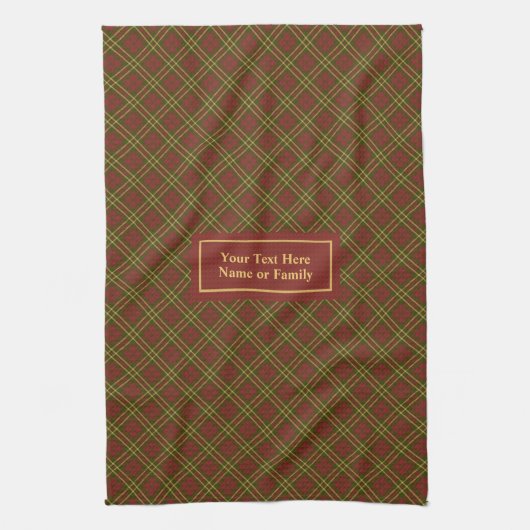 Fall Plaid Kitchen Towel Elegant Monogram Accent Geschirrtuch (Vertikal)