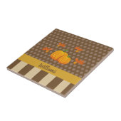 Fall Polka Dot Pumpkin mit Familienname Fliese (Seite)
