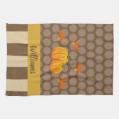 Fall Polka Dot Pumpkin mit Familienname Geschirrtuch (Horizontal)