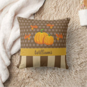 Fall Polka Dot Pumpkin mit Familienname Kissen (Decke)
