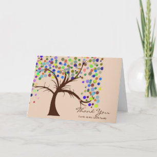 Fall Polka Dots Tree Wedding Vielen Dank Dankeskarte