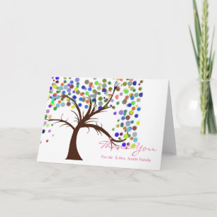 Fall Polka Dots Tree Wedding Vielen Dank Dankeskarte