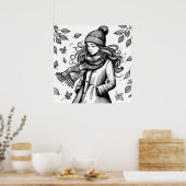 Fall Poster Girl Coloring Page (Küche)