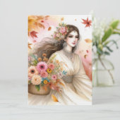 Fall Princess verlasst Aquarell-Kalligraphietext Einladung (Stehend Vorderseite)