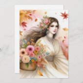 Fall Princess verlasst Aquarell-Kalligraphietext Einladung (Vorne/Hinten)