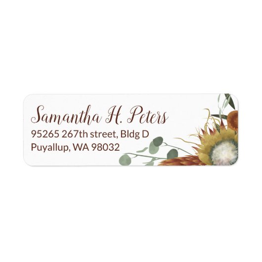 Fall Protea Blume & Eucalyptus Address Labels (Vorne)