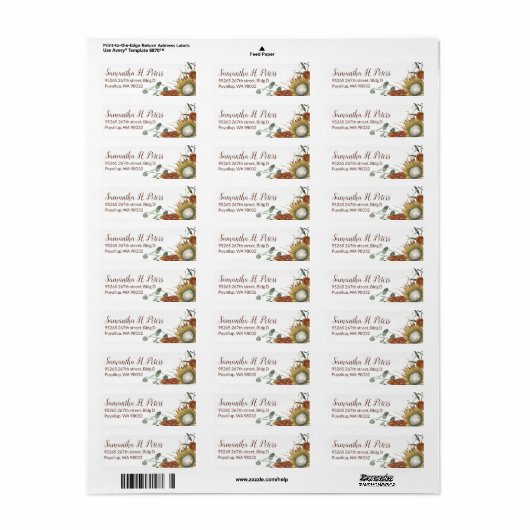 Fall Protea Blume & Eucalyptus Address Labels (Vorne)