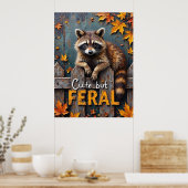 Fall Prowler: Raccoon auf Wetterzaun Poster (Küche)