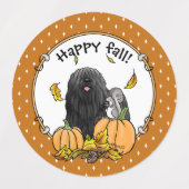 Fall Puli Hund (schwarz) Pumpkins Blätter Niedlich Etiketten (Design 1)