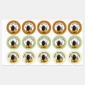 Fall Puli Hund (schwarz) Pumpkins Blätter Niedlich Etiketten (Blatt)