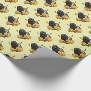 Fall Puli Hund (schwarz) Pumpkins Blätter Niedlich Geschenkpapier
