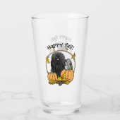 Fall Puli Hund (schwarz) Pumpkins Blätter Niedlich Glas (Rückseite)