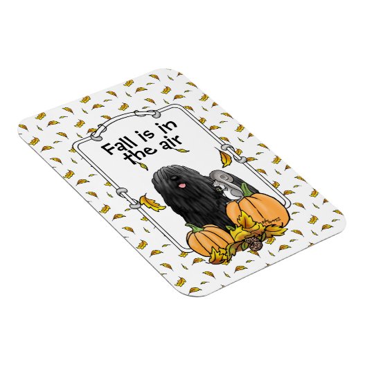 Fall Puli Hund (schwarz) Pumpkins Blätter Niedlich Magnet (Rechte Seite)